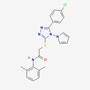 molecular formula C22H20ClN5OS B6546216 2-{[5-(4-chlorophenyl)-4-(1H-pyrrol-1-yl)-4H-1,2,4-triazol-3-yl]sulfanyl}-N-(2,6-dimethylphenyl)acetamide CAS No. 896308-64-8