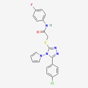 molecular formula C20H15ClFN5OS B6546225 2-{[5-(4-chlorophenyl)-4-(1H-pyrrol-1-yl)-4H-1,2,4-triazol-3-yl]sulfanyl}-N-(4-fluorophenyl)acetamide CAS No. 896309-03-8