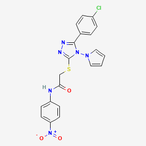 molecular formula C20H15ClN6O3S B6546231 2-{[5-(4-chlorophenyl)-4-(1H-pyrrol-1-yl)-4H-1,2,4-triazol-3-yl]sulfanyl}-N-(4-nitrophenyl)acetamide CAS No. 896310-07-9
