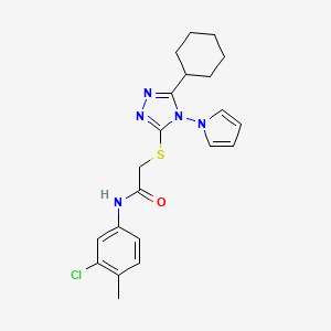 molecular formula C21H24ClN5OS B6546238 N-(3-chloro-4-methylphenyl)-2-{[5-cyclohexyl-4-(1H-pyrrol-1-yl)-4H-1,2,4-triazol-3-yl]sulfanyl}acetamide CAS No. 896312-06-4