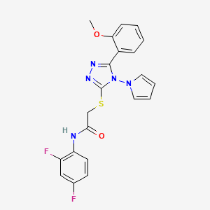 molecular formula C21H17F2N5O2S B6546241 N-(2,4-difluorophenyl)-2-{[5-(2-methoxyphenyl)-4-(1H-pyrrol-1-yl)-4H-1,2,4-triazol-3-yl]sulfanyl}acetamide CAS No. 896315-83-6