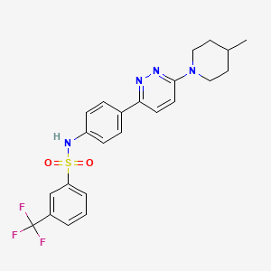 molecular formula C23H23F3N4O2S B6546275 N-{4-[6-(4-methylpiperidin-1-yl)pyridazin-3-yl]phenyl}-3-(trifluoromethyl)benzene-1-sulfonamide CAS No. 946318-36-1