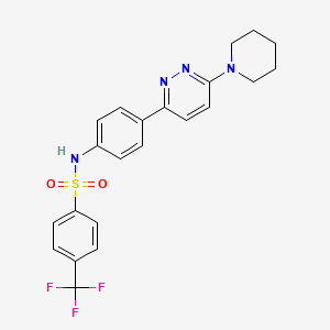 molecular formula C22H21F3N4O2S B6546289 N-{4-[6-(piperidin-1-yl)pyridazin-3-yl]phenyl}-4-(trifluoromethyl)benzene-1-sulfonamide CAS No. 946347-73-5