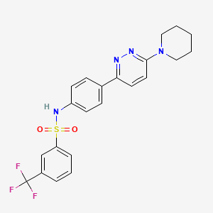 molecular formula C22H21F3N4O2S B6546293 N-{4-[6-(piperidin-1-yl)pyridazin-3-yl]phenyl}-3-(trifluoromethyl)benzene-1-sulfonamide CAS No. 946239-81-2