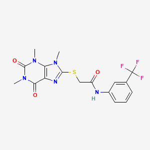 molecular formula C17H16F3N5O3S B6546319 N-[3-(trifluoromethyl)phenyl]-2-[(1,3,9-trimethyl-2,6-dioxo-2,3,6,9-tetrahydro-1H-purin-8-yl)sulfanyl]acetamide CAS No. 897453-21-3