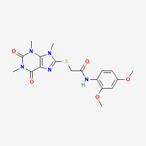 molecular formula C18H21N5O5S B6546326 N-(2,4-dimethoxyphenyl)-2-[(1,3,9-trimethyl-2,6-dioxo-2,3,6,9-tetrahydro-1H-purin-8-yl)sulfanyl]acetamide CAS No. 897453-29-1