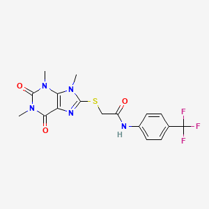 molecular formula C17H16F3N5O3S B6546328 N-[4-(trifluoromethyl)phenyl]-2-[(1,3,9-trimethyl-2,6-dioxo-2,3,6,9-tetrahydro-1H-purin-8-yl)sulfanyl]acetamide CAS No. 897453-23-5