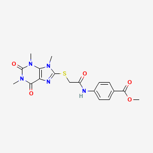molecular formula C18H19N5O5S B6546362 methyl 4-{2-[(1,3,9-trimethyl-2,6-dioxo-2,3,6,9-tetrahydro-1H-purin-8-yl)sulfanyl]acetamido}benzoate CAS No. 897453-43-9