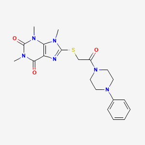 molecular formula C20H24N6O3S B6546365 1,3,9-trimethyl-8-{[2-oxo-2-(4-phenylpiperazin-1-yl)ethyl]sulfanyl}-2,3,6,9-tetrahydro-1H-purine-2,6-dione CAS No. 897453-76-8
