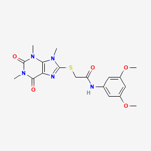molecular formula C18H21N5O5S B6546397 N-(3,5-dimethoxyphenyl)-2-[(1,3,9-trimethyl-2,6-dioxo-2,3,6,9-tetrahydro-1H-purin-8-yl)sulfanyl]acetamide CAS No. 897454-17-0