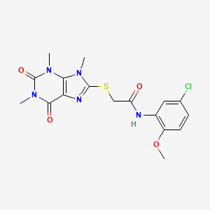 molecular formula C17H18ClN5O4S B6546405 N-(5-chloro-2-methoxyphenyl)-2-[(1,3,9-trimethyl-2,6-dioxo-2,3,6,9-tetrahydro-1H-purin-8-yl)sulfanyl]acetamide CAS No. 897453-98-4