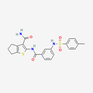 molecular formula C22H21N3O4S2 B6546443 2-[3-(4-methylbenzenesulfonamido)benzamido]-4H,5H,6H-cyclopenta[b]thiophene-3-carboxamide CAS No. 886895-77-8
