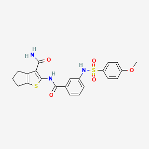 molecular formula C22H21N3O5S2 B6546448 2-[3-(4-methoxybenzenesulfonamido)benzamido]-4H,5H,6H-cyclopenta[b]thiophene-3-carboxamide CAS No. 886899-12-3