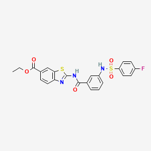 molecular formula C23H18FN3O5S2 B6546456 ethyl 2-[3-(4-fluorobenzenesulfonamido)benzamido]-1,3-benzothiazole-6-carboxylate CAS No. 886893-69-2