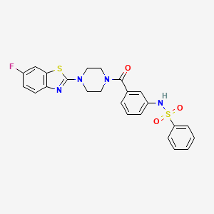 molecular formula C24H21FN4O3S2 B6546464 N-{3-[4-(6-fluoro-1,3-benzothiazol-2-yl)piperazine-1-carbonyl]phenyl}benzenesulfonamide CAS No. 886901-67-3
