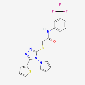 molecular formula C19H14F3N5OS2 B6546497 2-{[4-(1H-pyrrol-1-yl)-5-(thiophen-2-yl)-4H-1,2,4-triazol-3-yl]sulfanyl}-N-[3-(trifluoromethyl)phenyl]acetamide CAS No. 886920-70-3