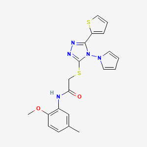 molecular formula C20H19N5O2S2 B6546503 N-(2-methoxy-5-methylphenyl)-2-{[4-(1H-pyrrol-1-yl)-5-(thiophen-2-yl)-4H-1,2,4-triazol-3-yl]sulfanyl}acetamide CAS No. 886941-15-7