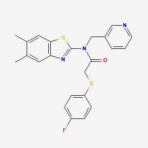 N-(5,6-dimethyl-1,3-benzothiazol-2-yl)-2-[(4-fluorophenyl)sulfanyl]-N-[(pyridin-3-yl)methyl]acetamide
