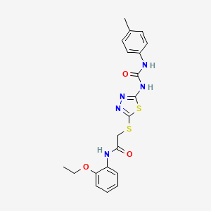 molecular formula C20H21N5O3S2 B6546505 N-(2-ethoxyphenyl)-2-[(5-{[(4-methylphenyl)carbamoyl]amino}-1,3,4-thiadiazol-2-yl)sulfanyl]acetamide CAS No. 946320-55-4