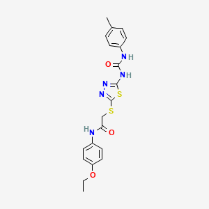 molecular formula C20H21N5O3S2 B6546509 N-(4-ethoxyphenyl)-2-[(5-{[(4-methylphenyl)carbamoyl]amino}-1,3,4-thiadiazol-2-yl)sulfanyl]acetamide CAS No. 946349-78-6