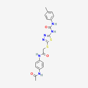 molecular formula C20H20N6O3S2 B6546516 N-(4-acetamidophenyl)-2-[(5-{[(4-methylphenyl)carbamoyl]amino}-1,3,4-thiadiazol-2-yl)sulfanyl]acetamide CAS No. 946215-92-5