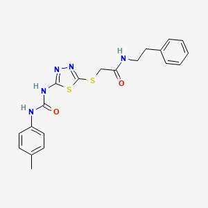 molecular formula C20H21N5O2S2 B6546522 2-[(5-{[(4-methylphenyl)carbamoyl]amino}-1,3,4-thiadiazol-2-yl)sulfanyl]-N-(2-phenylethyl)acetamide CAS No. 946349-86-6