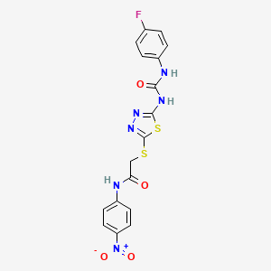 molecular formula C17H13FN6O4S2 B6546535 2-[(5-{[(4-fluorophenyl)carbamoyl]amino}-1,3,4-thiadiazol-2-yl)sulfanyl]-N-(4-nitrophenyl)acetamide CAS No. 886935-91-7