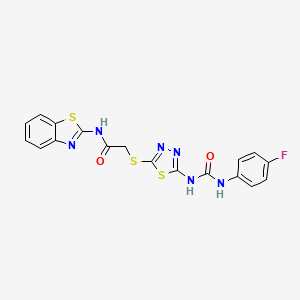 molecular formula C18H13FN6O2S3 B6546539 N-(1,3-benzothiazol-2-yl)-2-[(5-{[(4-fluorophenyl)carbamoyl]amino}-1,3,4-thiadiazol-2-yl)sulfanyl]acetamide CAS No. 886936-66-9
