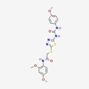 molecular formula C20H21N5O5S2 B6546561 N-(2,4-dimethoxyphenyl)-2-[(5-{[(4-methoxyphenyl)carbamoyl]amino}-1,3,4-thiadiazol-2-yl)sulfanyl]acetamide CAS No. 946350-14-7