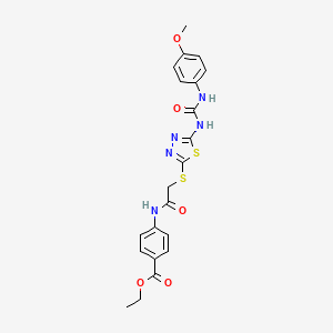 molecular formula C21H21N5O5S2 B6546570 ethyl 4-{2-[(5-{[(4-methoxyphenyl)carbamoyl]amino}-1,3,4-thiadiazol-2-yl)sulfanyl]acetamido}benzoate CAS No. 946216-28-0