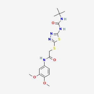 2-({5-[(tert-butylcarbamoyl)amino]-1,3,4-thiadiazol-2-yl}sulfanyl)-N-(3,4-dimethoxyphenyl)acetamide