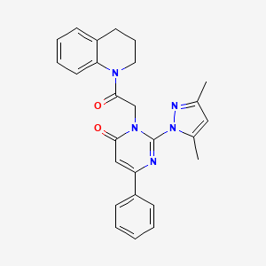 2-(3,5-dimethyl-1H-pyrazol-1-yl)-3-[2-oxo-2-(1,2,3,4-tetrahydroquinolin-1-yl)ethyl]-6-phenyl-3,4-dihydropyrimidin-4-one