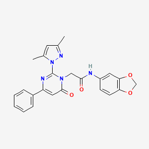 B6546654 N-(2H-1,3-benzodioxol-5-yl)-2-[2-(3,5-dimethyl-1H-pyrazol-1-yl)-6-oxo-4-phenyl-1,6-dihydropyrimidin-1-yl]acetamide CAS No. 1019097-69-8