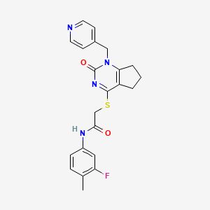 N-(3-fluoro-4-methylphenyl)-2-({2-oxo-1-[(pyridin-4-yl)methyl]-1H,2H,5H,6H,7H-cyclopenta[d]pyrimidin-4-yl}sulfanyl)acetamide