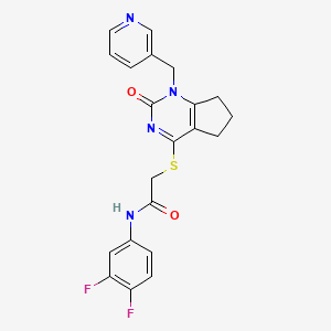 molecular formula C21H18F2N4O2S B6546660 N-(3,4-difluorophenyl)-2-({2-oxo-1-[(pyridin-3-yl)methyl]-1H,2H,5H,6H,7H-cyclopenta[d]pyrimidin-4-yl}sulfanyl)acetamide CAS No. 946219-33-6