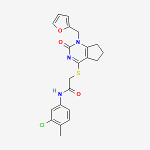 N-(3-chloro-4-methylphenyl)-2-({1-[(furan-2-yl)methyl]-2-oxo-1H,2H,5H,6H,7H-cyclopenta[d]pyrimidin-4-yl}sulfanyl)acetamide