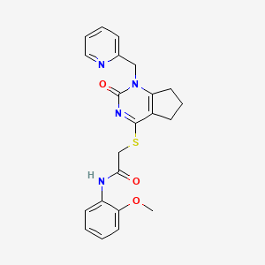 molecular formula C22H22N4O3S B6546673 N-(2-methoxyphenyl)-2-({2-oxo-1-[(pyridin-2-yl)methyl]-1H,2H,5H,6H,7H-cyclopenta[d]pyrimidin-4-yl}sulfanyl)acetamide CAS No. 946271-51-8
