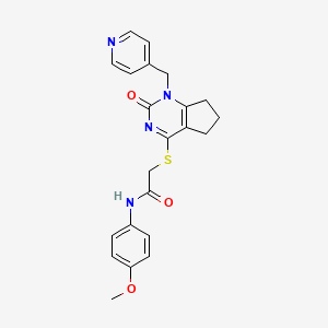 molecular formula C22H22N4O3S B6546679 N-(4-methoxyphenyl)-2-({2-oxo-1-[(pyridin-4-yl)methyl]-1H,2H,5H,6H,7H-cyclopenta[d]pyrimidin-4-yl}sulfanyl)acetamide CAS No. 946271-55-2