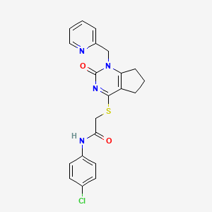 molecular formula C21H19ClN4O2S B6546682 N-(4-chlorophenyl)-2-({2-oxo-1-[(pyridin-2-yl)methyl]-1H,2H,5H,6H,7H-cyclopenta[d]pyrimidin-4-yl}sulfanyl)acetamide CAS No. 946271-75-6