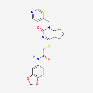 molecular formula C22H20N4O4S B6546689 N-(2H-1,3-benzodioxol-5-yl)-2-({2-oxo-1-[(pyridin-4-yl)methyl]-1H,2H,5H,6H,7H-cyclopenta[d]pyrimidin-4-yl}sulfanyl)acetamide CAS No. 946271-59-6
