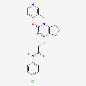 molecular formula C21H19ClN4O2S B6546693 N-(4-chlorophenyl)-2-({2-oxo-1-[(pyridin-3-yl)methyl]-1H,2H,5H,6H,7H-cyclopenta[d]pyrimidin-4-yl}sulfanyl)acetamide CAS No. 946374-24-9
