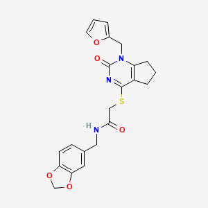 N-[(2H-1,3-benzodioxol-5-yl)methyl]-2-({1-[(furan-2-yl)methyl]-2-oxo-1H,2H,5H,6H,7H-cyclopenta[d]pyrimidin-4-yl}sulfanyl)acetamide