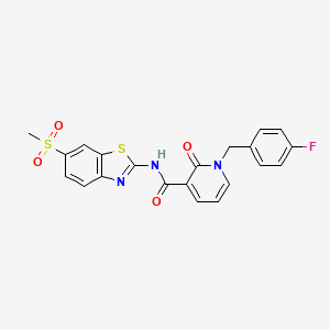 molecular formula C21H16FN3O4S2 B6546736 1-[(4-fluorophenyl)methyl]-N-(6-methanesulfonyl-1,3-benzothiazol-2-yl)-2-oxo-1,2-dihydropyridine-3-carboxamide CAS No. 946246-58-8