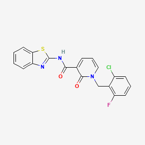 molecular formula C20H13ClFN3O2S B6546749 N-(1,3-benzothiazol-2-yl)-1-[(2-chloro-6-fluorophenyl)methyl]-2-oxo-1,2-dihydropyridine-3-carboxamide CAS No. 946303-17-9