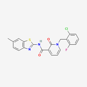 molecular formula C21H15ClFN3O2S B6546756 1-[(2-chloro-6-fluorophenyl)methyl]-N-(6-methyl-1,3-benzothiazol-2-yl)-2-oxo-1,2-dihydropyridine-3-carboxamide CAS No. 946247-05-8