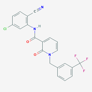 molecular formula C21H13ClF3N3O2 B6546778 N-(5-chloro-2-cyanophenyl)-2-oxo-1-{[3-(trifluoromethyl)phenyl]methyl}-1,2-dihydropyridine-3-carboxamide CAS No. 946331-41-5