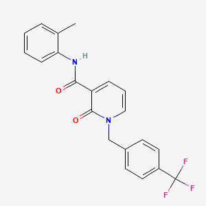 molecular formula C21H17F3N2O2 B6546814 N-(2-methylphenyl)-2-oxo-1-{[4-(trifluoromethyl)phenyl]methyl}-1,2-dihydropyridine-3-carboxamide CAS No. 946379-29-9