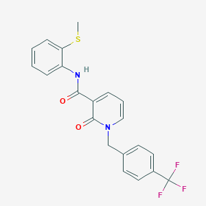 molecular formula C21H17F3N2O2S B6546851 N-[2-(methylsulfanyl)phenyl]-2-oxo-1-{[4-(trifluoromethyl)phenyl]methyl}-1,2-dihydropyridine-3-carboxamide CAS No. 946255-60-3