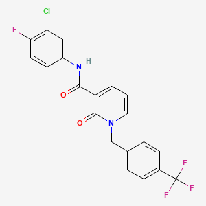 molecular formula C20H13ClF4N2O2 B6546887 N-(3-chloro-4-fluorophenyl)-2-oxo-1-{[4-(trifluoromethyl)phenyl]methyl}-1,2-dihydropyridine-3-carboxamide CAS No. 946379-50-6