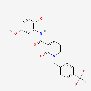 molecular formula C22H19F3N2O4 B6546920 N-(2,5-dimethoxyphenyl)-2-oxo-1-{[4-(trifluoromethyl)phenyl]methyl}-1,2-dihydropyridine-3-carboxamide CAS No. 946332-62-3